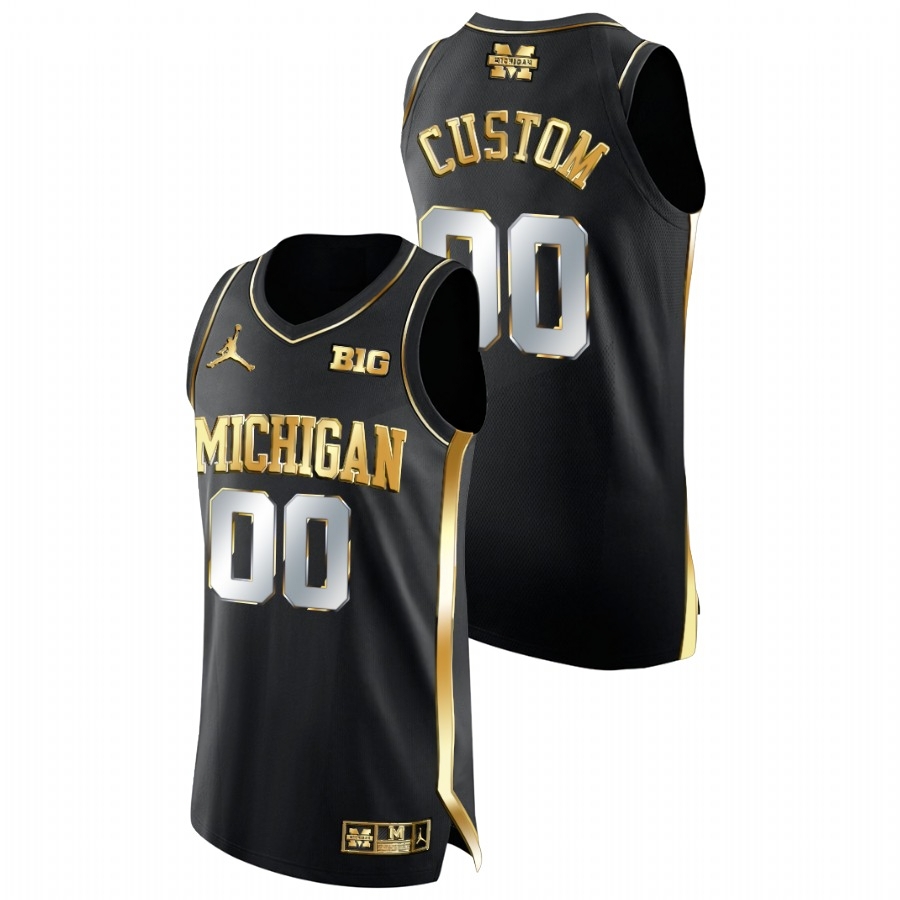 Michigan Wolverines Men's NCAA Custom #00 Black Golden Diamond Edition College Basketball Jersey HMN6049QU